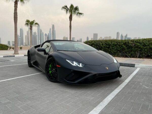 Experience the thrill of luxury with our Lamborghini Huracan Evo Spyder 2022 Rental services.