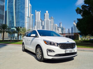 Unveil the modern design and convenience of a kia sedona rental on Dubai's roads with our premier rental services.